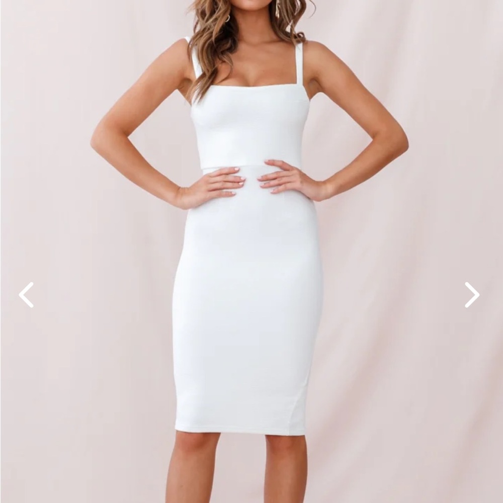 Selfie Leslie Georgia Square Neckline Midi Dress White